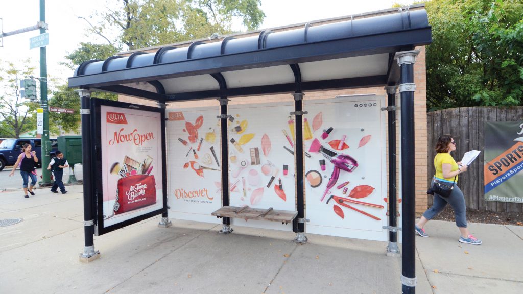 Bus shelter advertising display