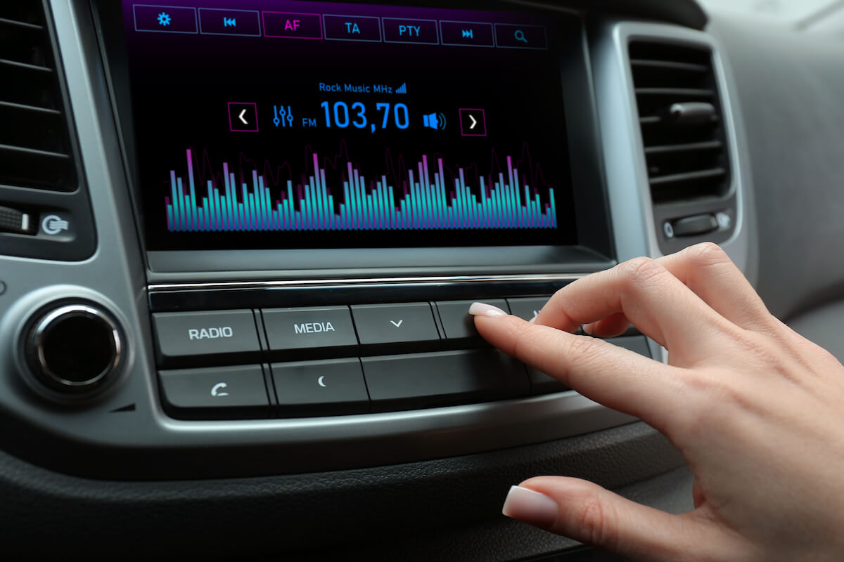 Radio station on car dashboard